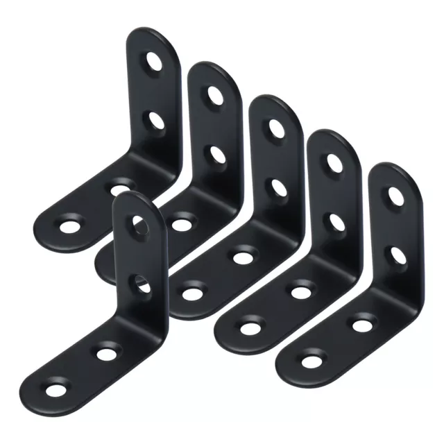 L Shaped Right Angle Brackets Stainless Steel Black Corner Joint 40 x 40mm, 6pcs