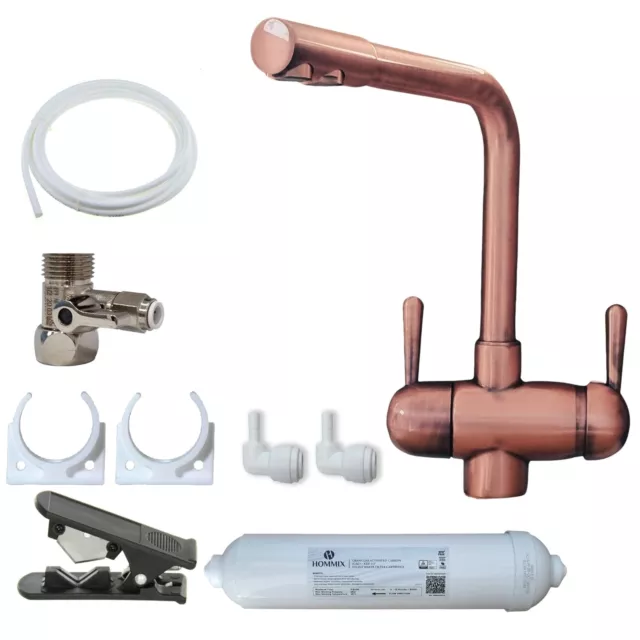 Hommix Parma Copper 3-Way Tap & Advanced Single Filter Under-sink Drinking Water