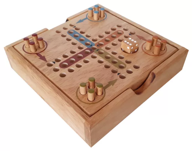 Ludo, Gesellschaftsspiel für jung und alt aus Holz.