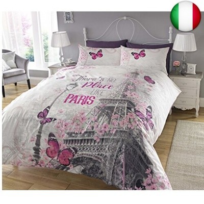 Brentfords Set copripiumino per letto matrimoniale 100% poliestere morbido pile a forma di orso grigio 