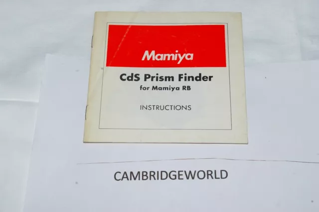 Mamiya Rb Cds Prism Finder Instruction Manual Guide Book Genuine Original