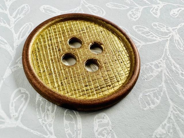 5 Vintage Italian Large Metal Buttons 4 Hole Roman Gold 34mm Blazer Coats Crafts