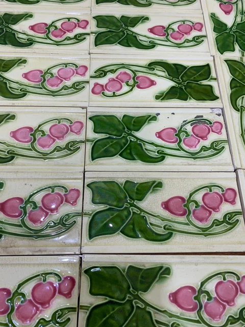 Tiles Rare Antique Vintage Architecture 6x3 inch Backsplash Art Deco England 10