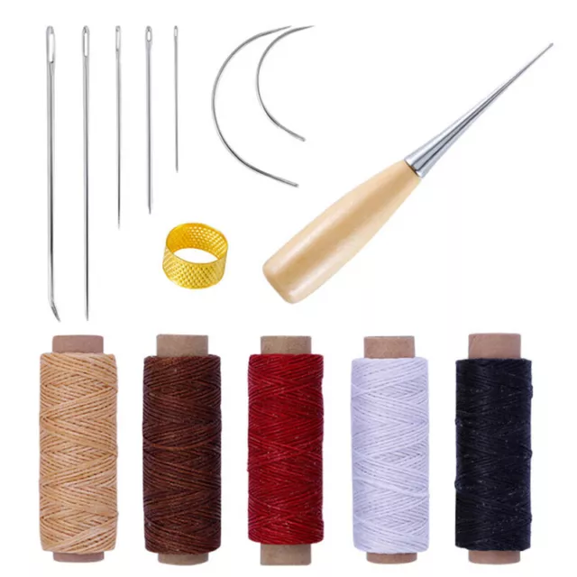 14Pcs Leather Craft Tool Waxed Thread Cord Sewing Needles Shoe Repair Kit.-lm