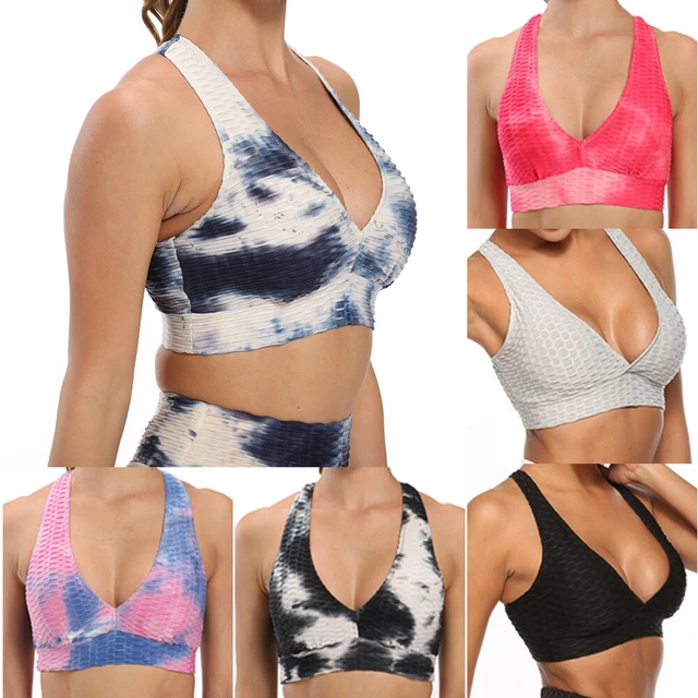 Damen Sport BH Padded Yoga Bra Komfort Bustier Seamless Push Up Crop Top