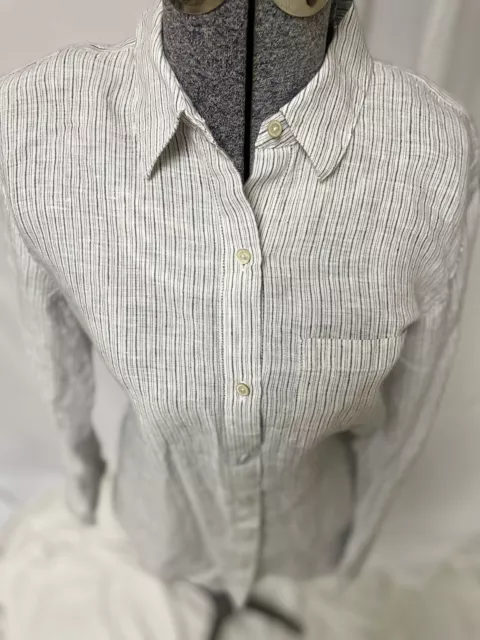 Eileen Fisher Top Size XS NEW Organic Handkerchief Linen Stripe Blouse NEW $188