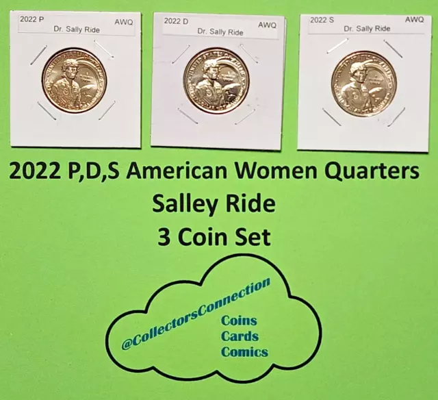 2022 PDS American Women Quarter(AWQ) Series - Dr Sally Ride 3 Coin Set-  On Hand