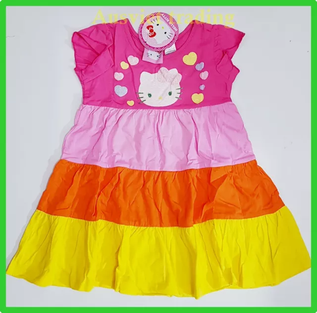 BNWT Hello Kitty cartoon girls kids ruffle dress new summer outfit