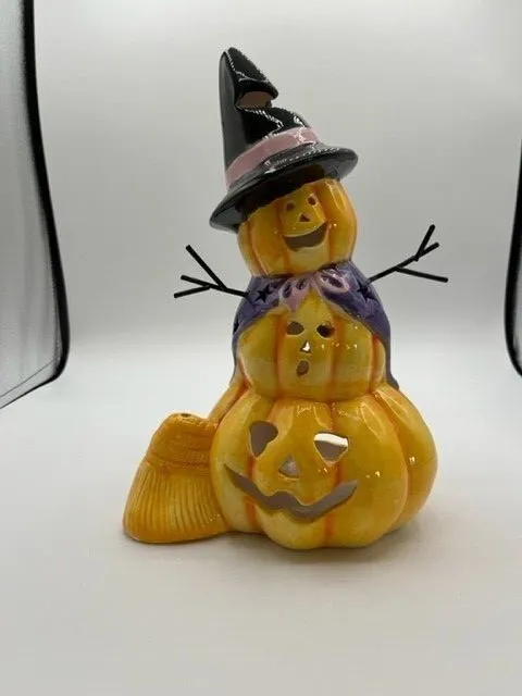Pumpkin Witch Man Tea Light Glossy Enamel