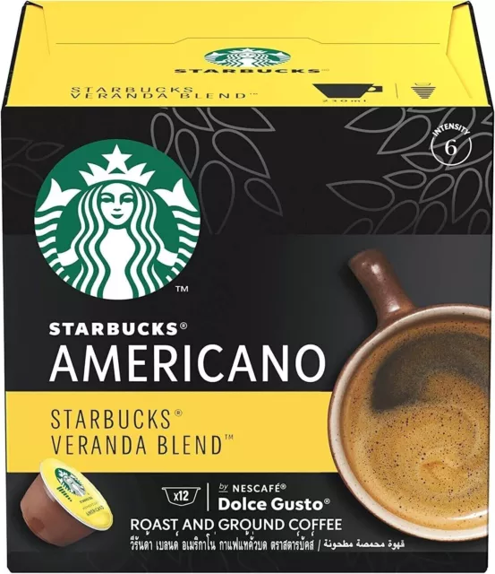 Nescafe Dolce Gusto Starbucks Americano Veranda Blend x 3 Boxes 36 Capsules  36 Drinks 