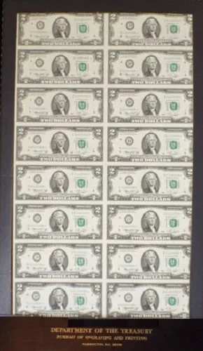 Sixteen 1976 Two Dollar *Star* Cleveland Notes Uncut Currency Dept Of Treasury