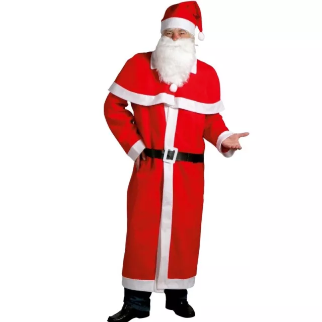 XXL Nikolaus Weihnachtsmann Kostüm Uni-Größe Mütze Bart Mantel Gürtel Umhang