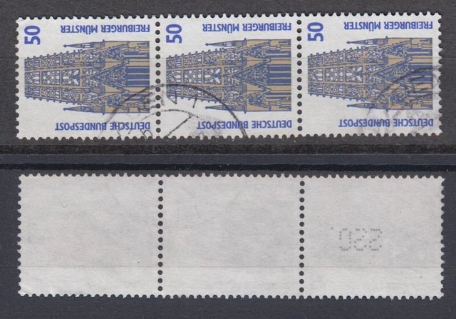Bund 1340 A RM 3er Streifen mit gerader neuer Nummer SWK 50 Pf gestempelt