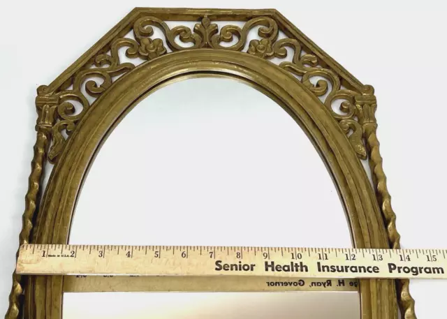 1965 Syroco Ornate Gold Frame Mirror 27x15" Art Nouveau Italian Rococo Oval VTG 2