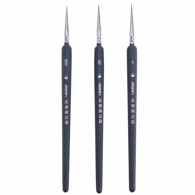 3 Pieces Set Brushes Painting Mixed Hair Wooden Handle Design Style Art Supplies