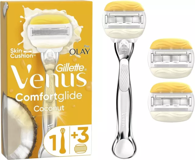 ⭐️✅3 Gillette Venus Olay Razor Blades Cartridges Refills Handle Comfortglide✅⭐