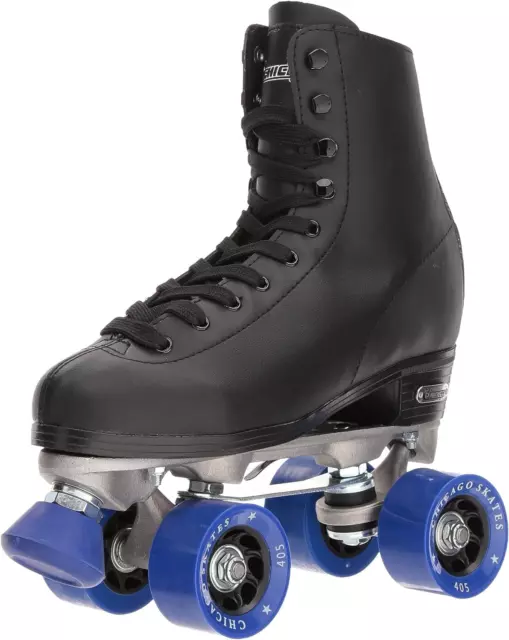 CHICAGO SKATES Men's Classic Roller Skates - Premium Black Quad Rink 5,