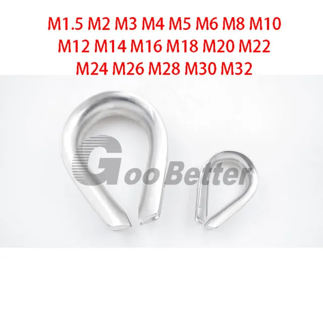 M1.5/M2/M3/M4/M5~M32 Stainless Steel Thimbles Wire Rope Clip Thimble Cable Clamp