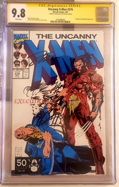 Uncanny XMEN #276 CGC SS 9.8 Signed & Original Sketch Art Wolverine by Jim Lee
