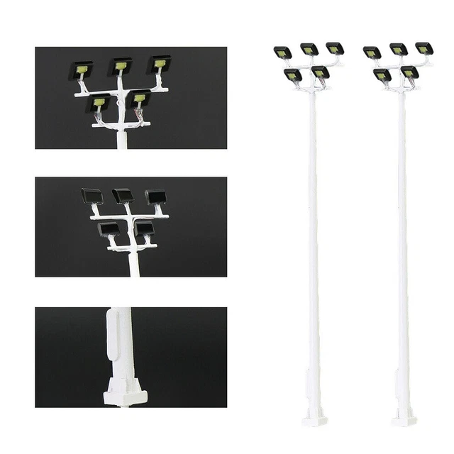 2 Super-detaillierte Straßenlaternen Für N-Spur Modelleisenbahn - 10cm Mit 5 LEDs