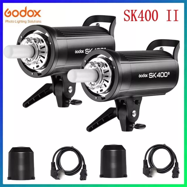 2x Godox SK400II 400w Studio Flash Head With 2.4G Wireless X System Bowens Mount