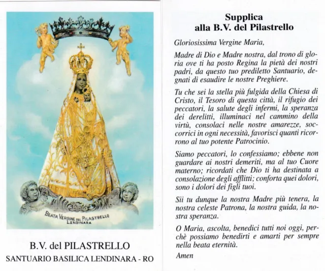Santino Holy Card Madonna Beata Vergine Del Pilastrello Venerata A Lendinara Ro