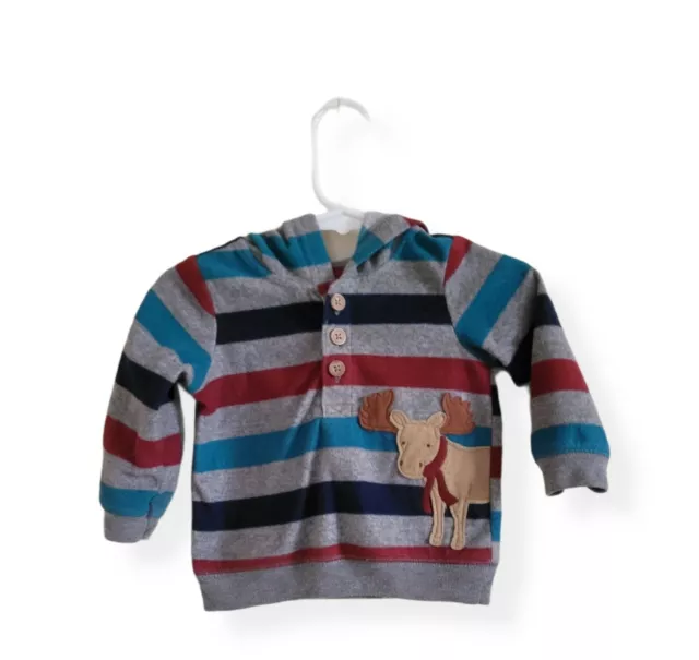 Child Of Mine Carters Baby Boys Hoodie Gray 6-9 Months Sweater Striped Infant