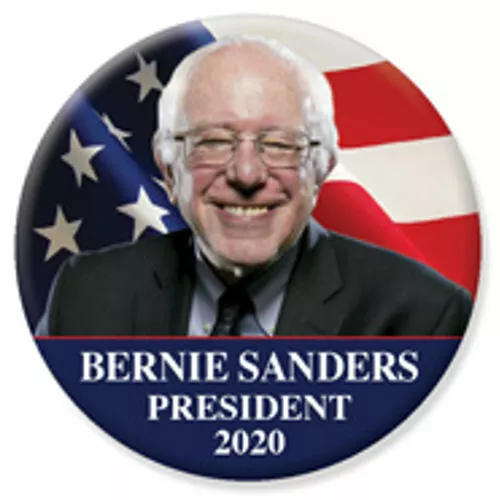Bernie Sanders For President 2020 Flag Portrait 2.25 Inch Pinback Button Pin