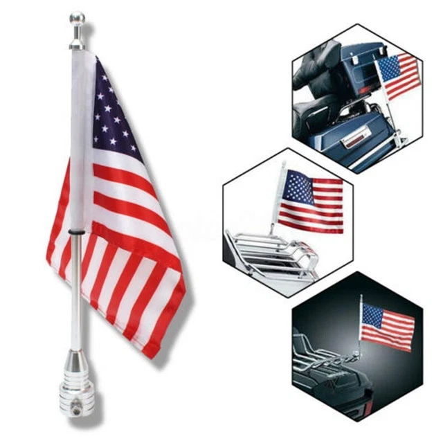 HDBUBALUS Mât Drapeau Moto Arrière Latéral Chrome - Pour Harley Sportster XL Touring Road King