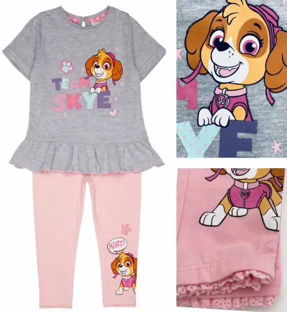 PAW PATROL Baby Outfit Mädchen rosa HIMMEL T-Shirt rosa grau Leggings Set Outfit NEU