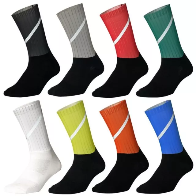 1Pair Reflective Cycling Socks Sweat-absorbent Breathable Mid Tanks Sports Socks
