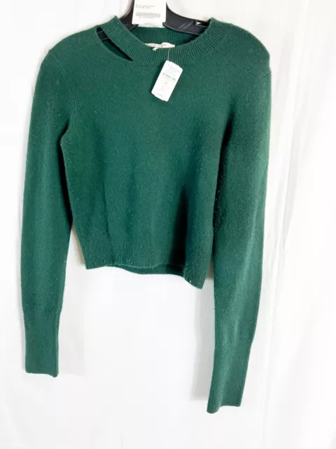 Frame Womens Pine/Green Cut Out Crew Sweater #S $163