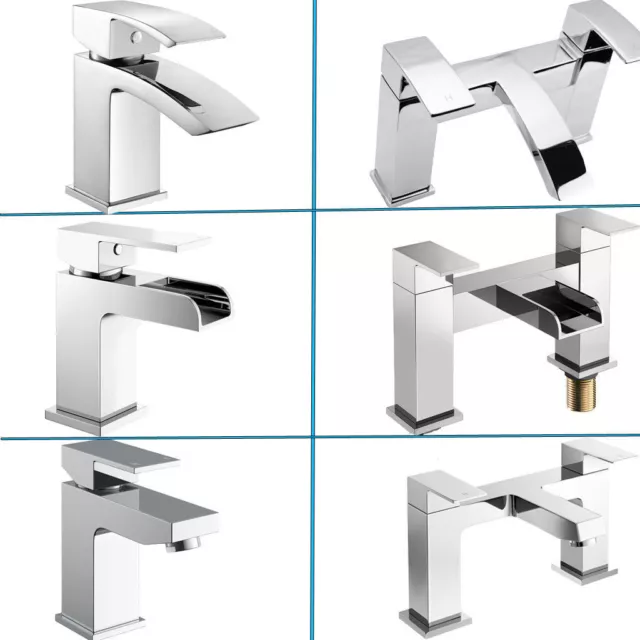 Modern Bathroom Square Waterfall Tap Set Basin Mixer Bath Filler Shower Chrome