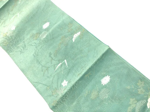 6355308: Japanese Kimono / Antique Fukuro Obi For Summer / Woven Chrysanthemum