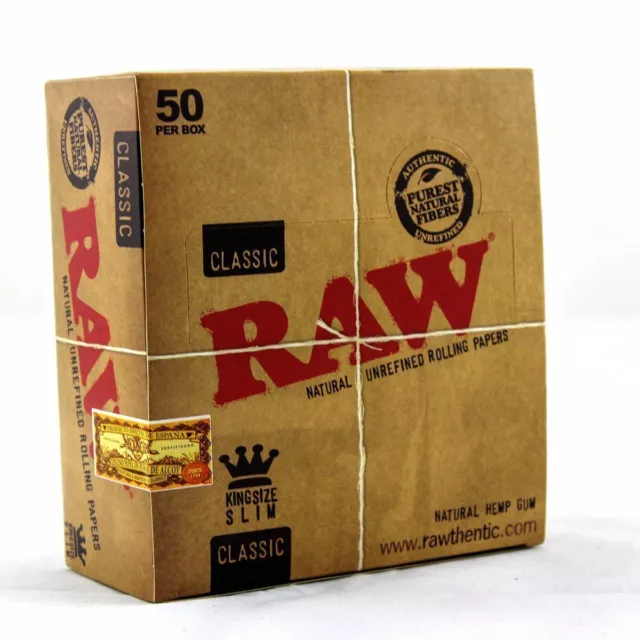 Raw Classic King Size Slim Long Papers - Carton de 50 livrets