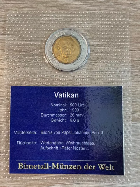Selten! 500 Lire Münze Vatikan 1993 - Papst Johannes Paul II. - Im Blister - 2