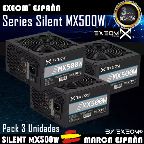 Fuente De Alimentacion MX500W ATX Para PC Ordenador de Sobremesa Pack 3 Unidades