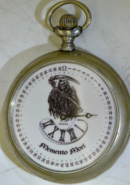 ANTIQUE POCKET WATCH Omega Gothic DIGITAL HOURS Memento Mori Grim ...