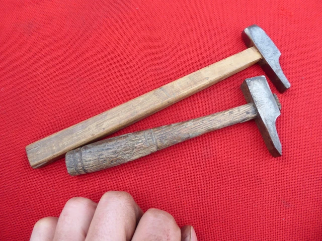 Petit Marteau De Menuisier Ancien – Outil En Bois Et Acier, Manche 22,5 Cm