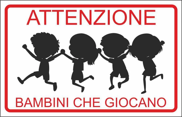 GLOBAL CARTELLO SEGNALETICO - Attenzione bambini che giocano - Adesivo