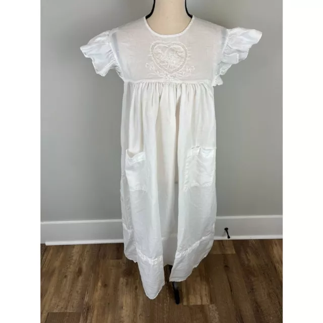 Vintage Lee & Lee 100% Linen White Maxi Dress Ruffle Cottagecore Prairie M