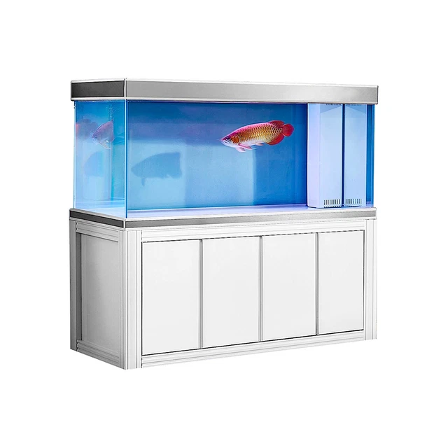 260 Gallon Fish Tank Premium Tempered Transparent Glass White with Silver Trim