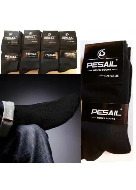 PESAIL Lot 12 paires de chaussettes homme coton noir
