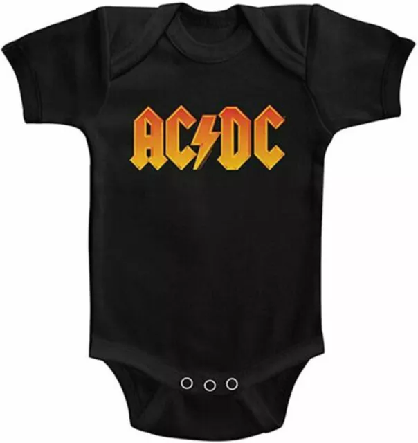 Official AC/DC Colour Logo Black Babygrow Bodysuit ACDC Romper Suit
