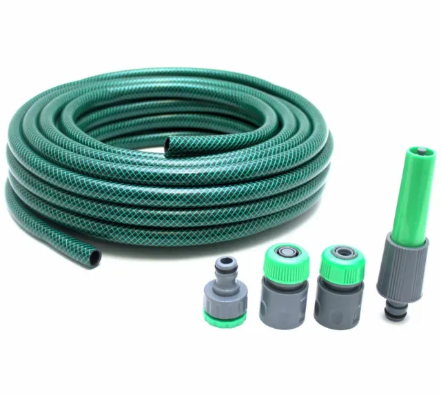 New 15m Hose With Spray Nozzle Set Garden Water All Seasons Heavy Duty Home