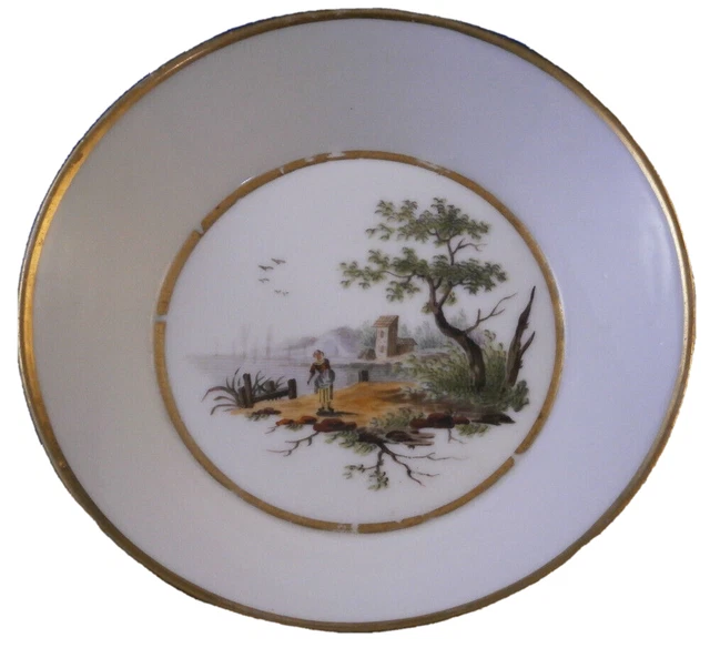 ANTIQUE 18THC FUERSTENBERG Porcelaine Scenic Saucer Porzellan - Scène