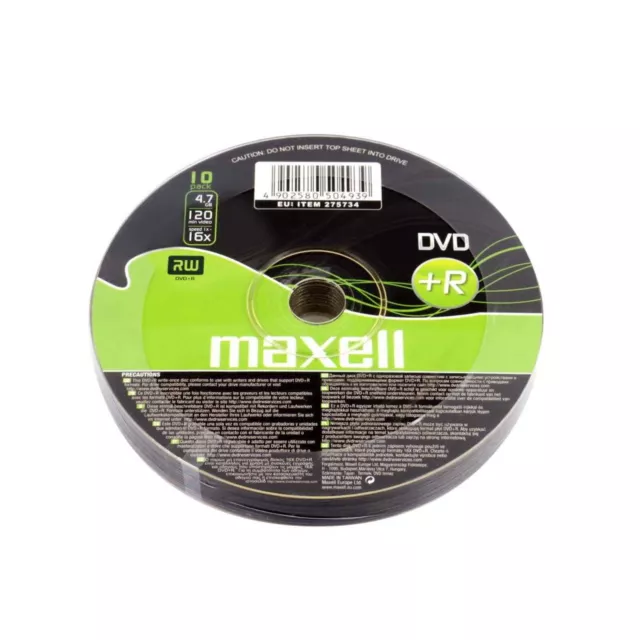 Maxell DVD+R Recordable Blank DVD+R Discs Media 4.7GB 120MINS 16x  (10 Pack)