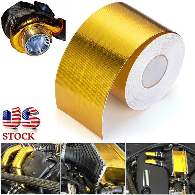 2& 30FT GOLD Intake Heat Reflective Tape Wrap Selfadhesive High