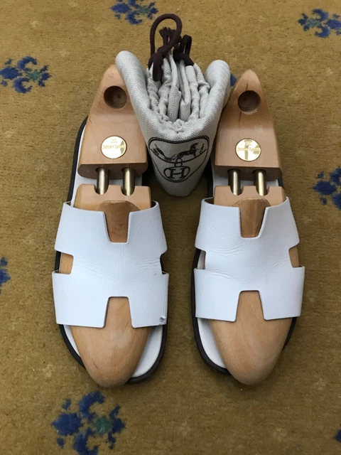 SANDALES HERMES IZMIR chaussures en cuir blanc homme UK 10 US 11