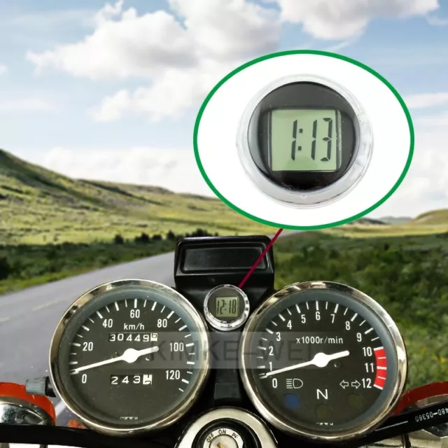 Waterproof Motorcycle Mount LCD Digital Clock Motorbike Stick-On Clock Watch New
